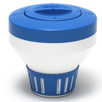 R171086/330:   Blue and white Floating Chemical Dispenser